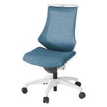 エフチェア メッシュバック 肘なし ハンガー ナイロン双輪キャスター [ ベース:ホワイト / 張地:ダックブルー ] KG-170JEH-W9B4