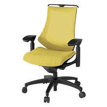 エフチェア メッシュバック 可動肘 ハンガー ナイロン双輪キャスター [ ベース:ブラック / 張地:カナリアイエロー ] KG-177JEH-T1U6