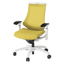 エフチェア メッシュバック 可動肘 ハンガー ナイロン双輪キャスター [ ベース:ホワイト / 張地:カナリアイエロー ] KG-177JEH-W9U6