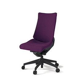 アクトチェア KG-410PS-T1X7 プレーンクロスバック ハイバック 樹脂脚 肘なし ランバーサポート  ［T1×X7/プラムパープル］