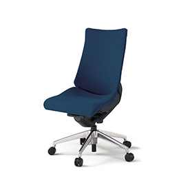 アクトチェア KG-410PS-ZTB2 プレーンクロスバック ハイバック アルミミラー脚 肘なし ランバーサポート  ［ZT×B2/ネイビーブルー］