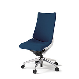 アクトチェア KG-410PS-ZWB2 プレーンクロスバック ハイバック アルミミラー脚 肘なし ランバーサポート  ［ZW×B2/ネイビーブルー］