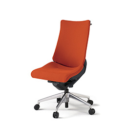 アクトチェア KG-410PSH-ZTD3 プレーンクロスバック ハイバック アルミミラー脚 肘なし ランバーサポート ハンガー  ［ZT×D3/アンバーオレンジ］