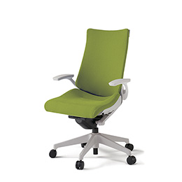 アクトチェア KG-415PS-GNQ6 プレーンクロスバック ハイバック 樹脂脚 固定肘 ランバーサポート  ［GN×Q6/モスグリーン］