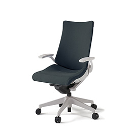 アクトチェア KG-415PS-GNW2 プレーンクロスバック ハイバック 樹脂脚 固定肘 ランバーサポート  ［GN×W2/オフブラックW］