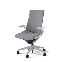 アクトチェア KG-415PS-GNW6 プレーンクロスバック ハイバック 樹脂脚 固定肘 ランバーサポート  ［GN×W6/ライトグレーW］