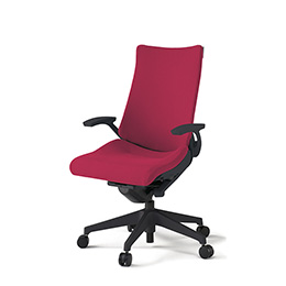 アクトチェア KG-415PS-T1M4 プレーンクロスバック ハイバック 樹脂脚 固定肘 ランバーサポート  ［T1×M4/ラズベリーレッド］