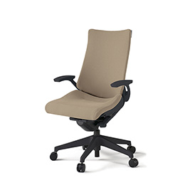 アクトチェア KG-415PS-T1Y3 プレーンクロスバック ハイバック 樹脂脚 T字肘 ランバーサポート  ［T1×Y3/サンドイエロー］