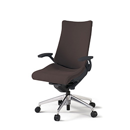 アクトチェア KG-415PS-ZTH2 プレーンクロスバック ハイバック アルミミラー脚 T字肘 ランバーサポート  ［ZT×H2/チョコレートブラウン］