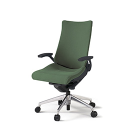 アクトチェア KG-415PS-ZTQ2 プレーンクロスバック ハイバック アルミミラー脚 T字肘 ランバーサポート  ［ZT×Q2/アイビーグリーン］