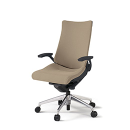 アクトチェア KG-415PS-ZTY3 プレーンクロスバック ハイバック アルミミラー脚 T字肘 ランバーサポート  ［ZT×Y3/サンドイエロー］