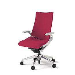 アクトチェア KG-415PS-ZWM4 プレーンクロスバック ハイバック アルミミラー脚 T字肘 ランバーサポート  ［ZW×M4/ラズベリーレッド］