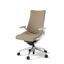 アクトチェア KG-415PS-ZWY3 プレーンクロスバック ハイバック アルミミラー脚 T字肘 ランバーサポート  ［ZW×Y3/サンドイエロー］