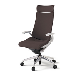 アクトチェア KG-415PSE-ZNH2 プレーンクロスバック エクストラハイバック アルミミラー脚 固定肘 ランバーサポート  ［ZN×H2/チョコレートブラウン］