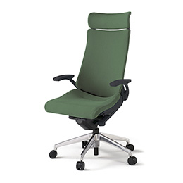 アクトチェア KG-415PSE-ZTQ2 プレーンクロスバック エクストラハイバック アルミミラー脚 T字肘 ランバーサポート  ［ZT×Q2/アイビーグリーン］