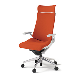 アクトチェア KG-415PSE-ZWD3 プレーンクロスバック エクストラハイバック アルミミラー脚 T字肘 ランバーサポート  ［ZW×D3/アンバーオレンジ］