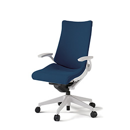 アクトチェア KG-415PSH-W9B2 プレーンクロスバック ハイバック 樹脂脚 固定肘 ランバーサポート ハンガー  ［W9×B2/ネイビーブルー］