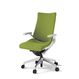 アクトチェア KG-415PSH-ZWQ6 プレーンクロスバック ハイバック アルミミラー脚 固定肘 ランバーサポート ハンガー  ［ZW×Q6/モスグリーン］
