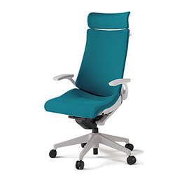 アクトチェア KG-415PSX-GNA3 プレーンクロスバック エクストラハイバック 樹脂脚 固定肘 ランバーサポート ハンガー  ［GN×A3/ストロングブルー］