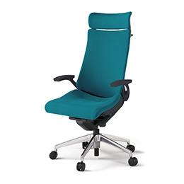 アクトチェア KG-415PSX-ZTA3 プレーンクロスバック エクストラハイバック アルミミラー脚 固定肘 ランバーサポート ハンガー  ［ZT×A3/ストロングブルー］