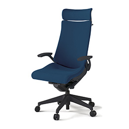 アクトチェア KG-415PSXM-T1B2 プレーンクロスバック エクストラハイバック 樹脂脚 T字肘 ランバーサポート ハンガー ［T1×B2/ネイビーブルー］