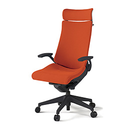 アクトチェア KG-415PSXM-T1D3 プレーンクロスバック エクストラハイバック 樹脂脚 T字肘 ランバーサポート ハンガー ［T1×D3/アンバーオレンジ］