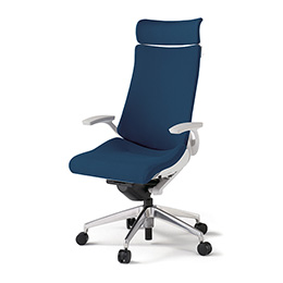 アクトチェア KG-415PSXM-ZWB2 プレーンクロスバック エクストラハイバック アルミミラー脚 T字肘 ランバーサポート ハンガー ［ZW×B2/ネイビーブルー］