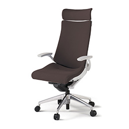 アクトチェア KG-415PSXM-ZWH2 プレーンクロスバック エクストラハイバック アルミミラー脚 T字肘 ランバーサポート ハンガー ［ZW×H2/チョコレートブラウン］