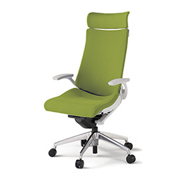 アクトチェア KG-415PSXM-ZWQ6 プレーンクロスバック エクストラハイバック アルミミラー脚 T字肘 ランバーサポート ハンガー ［ZW×Q6/モスグリーン］