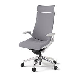 アクトチェア KG-415PSXM-ZWW6 プレーンクロスバック エクストラハイバック アルミミラー脚 T字肘 ランバーサポート ハンガー ［ZW×W6/ライトグレーW］