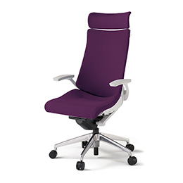 アクトチェア KG-415PSXM-ZWX7 プレーンクロスバック エクストラハイバック アルミミラー脚 T字肘 ランバーサポート ハンガー ［ZW×X7/プラムパープル］