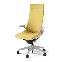 アクトチェア KG-415SAEM1GNU6 テクスチャードクロスバック エクストラハイバック 樹脂脚 固定肘 ランバーサポート ［GN×U6/カナリアイエロー］
