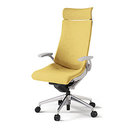 アクトチェア KG-415SAEM1ZNU6 テクスチャードクロスバック エクストラハイバック アルミミラー脚 固定肘 ランバーサポート ［ZN×U6/カナリアイエロー］