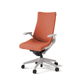 アクトチェア KG-415SAHM1GND4 テクスチャードクロスバック ハイバック 樹脂脚 T字肘 ランバーサポート ハンガー ［GN×D4/パーシモオレンジ］