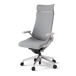 アクトチェア KG-415SAXM1ZNT7 テクスチャードクロスバック エクストラハイバック アルミミラー脚 固定肘 ランバーサポート ハンガー ［ZN×T7/ホワイトグレーT］