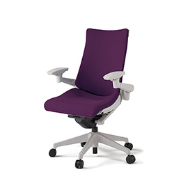 アクトチェア KG-417PS-GNX7 プレーンクロスバック ハイバック 樹脂脚 アジャスタブル肘 ランバーサポート  ［GN×X7/プラムパープル］
