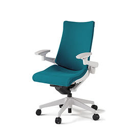 アクトチェア KG-417PS-W9A3 プレーンクロスバック ハイバック 樹脂脚 アジャスタブル肘 ランバーサポート  ［W9×A3/ストロングブルー］