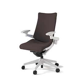 アクトチェア KG-417PS-W9H2 プレーンクロスバック ハイバック 樹脂脚 アジャスタブル肘 ランバーサポート  ［W9×H2/チョコレートブラウン］