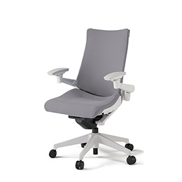 アクトチェア KG-417PS-W9W6 プレーンクロスバック ハイバック 樹脂脚 アジャスタブル肘 ランバーサポート  ［W9×W6/ライトグレーW］