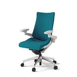 アクトチェア KG-417PS-ZNA3 プレーンクロスバック ハイバック アルミミラー脚 アジャスタブル肘 ランバーサポート  ［ZN×A3/ストロングブルー］