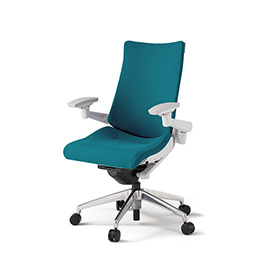 アクトチェア KG-417PS-ZWA3 プレーンクロスバック ハイバック アルミミラー脚 アジャスタブル肘 ランバーサポート  ［ZW×A3/ストロングブルー］