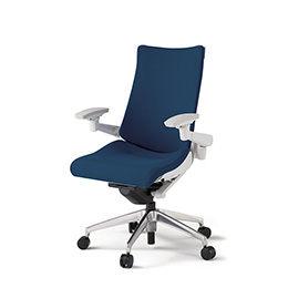 アクトチェア KG-417PS-ZWB2 プレーンクロスバック ハイバック アルミミラー脚 アジャスタブル肘 ランバーサポート  ［ZW×B2/ネイビーブルー］