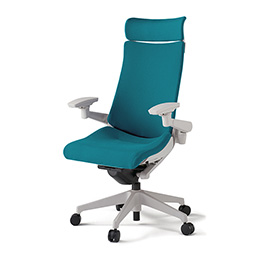 アクトチェア KG-417PSE-GNA3 プレーンクロスバック エクストラハイバック 樹脂脚 アジャスタブル肘 ランバーサポート  ［GN×A3/ストロングブルー］