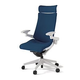 アクトチェア KG-417PSE-W9B2 プレーンクロスバック エクストラハイバック 樹脂脚 アジャスタブル肘 ランバーサポート  ［W9×B2/ネイビーブルー］