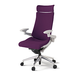 アクトチェア KG-417PSE-ZNX7 プレーンクロスバック エクストラハイバック アルミミラー脚 アジャスタブル肘 ランバーサポート  ［ZN×X7/プラムパープル］