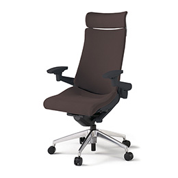 アクトチェア KG-417PSE-ZTH2 プレーンクロスバック エクストラハイバック アルミミラー脚 アジャスタブル肘 ランバーサポート  ［ZT×H2/チョコレートブラウン］