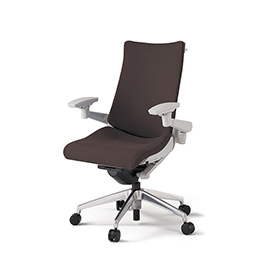 アクトチェア KG-417PSH-ZNH2 プレーンクロスバック ハイバック アルミミラー脚 アジャスタブル肘 ランバーサポート ハンガー  ［ZN×H2/チョコレートブラウン］