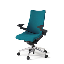 アクトチェア KG-417PSH-ZTA3 プレーンクロスバック ハイバック アルミミラー脚 アジャスタブル肘 ランバーサポート ハンガー  ［ZT×A3/ストロングブルー］