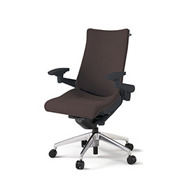 アクトチェア KG-417PSH-ZTH2 プレーンクロスバック ハイバック アルミミラー脚 アジャスタブル肘 ランバーサポート ハンガー  ［ZT×H2/チョコレートブラウン］