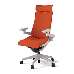 アクトチェア KG-417PSX-GND3 プレーンクロスバック エクストラハイバック 樹脂脚 アジャスタブル肘 ランバーサポート ハンガー  ［GN×D3/アンバーオレンジ］